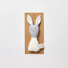Load image into Gallery viewer, BUNNY RATTLE - ENCHANTED FOREST + BLUE
