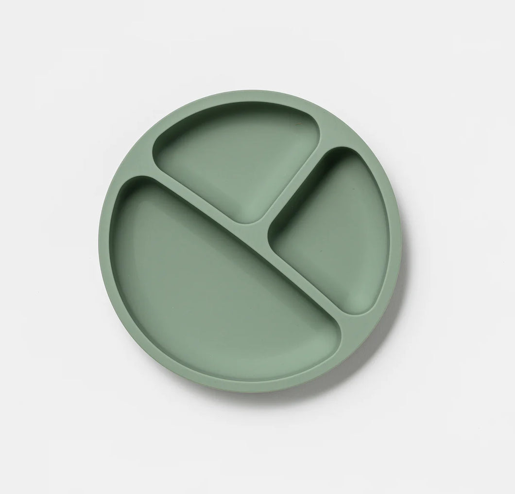 SILICONE DIVIDED PLATE - SOFT MOSS