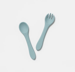 SILICONE FORK AND SPOON SET - RAIN