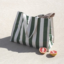 Load image into Gallery viewer, CARRYALL BEACH BAG VACAY OLIVE STRIPE
