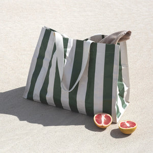 CARRYALL BEACH BAG VACAY OLIVE STRIPE